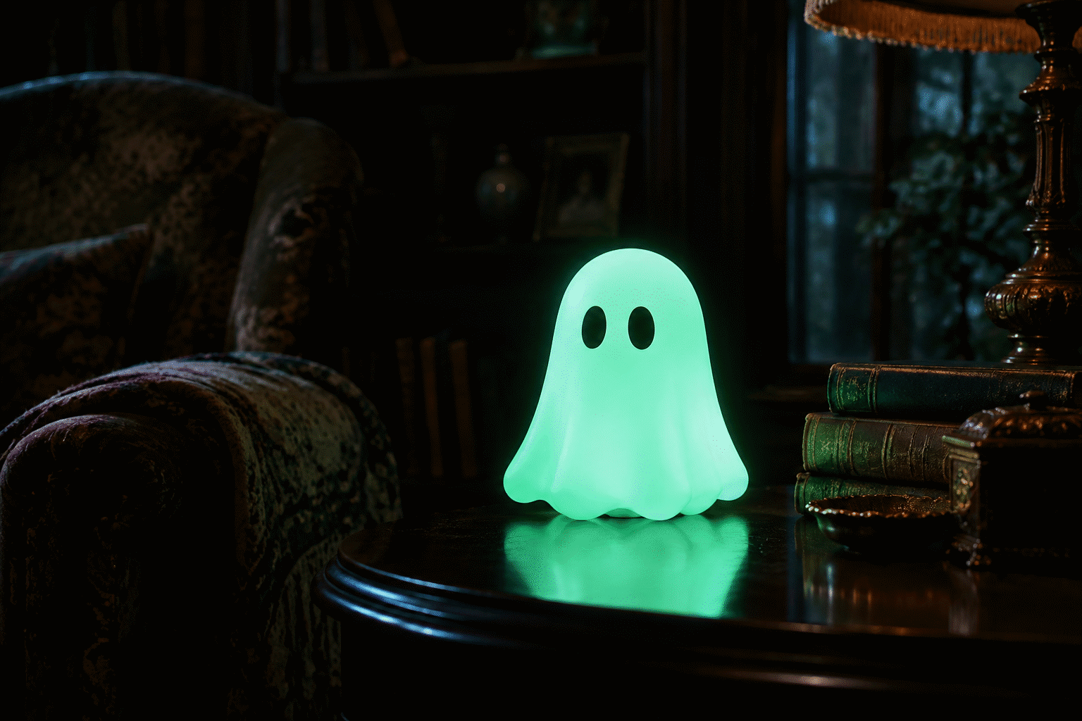 Ghost Neon Sign Ideas — visual for the section “A Short History of the Friendly Ghost”: dark scene, glowing neon focal point, shallow depth of field