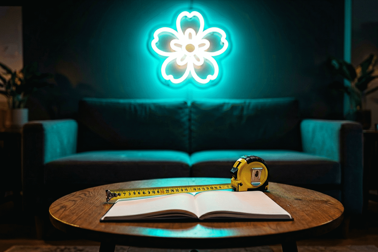 How to Choose a Neon Sign — visual for the section “Decision 5: Font — Legibility With Personality”: dark scene, glowing neon focal point, shallow depth of field