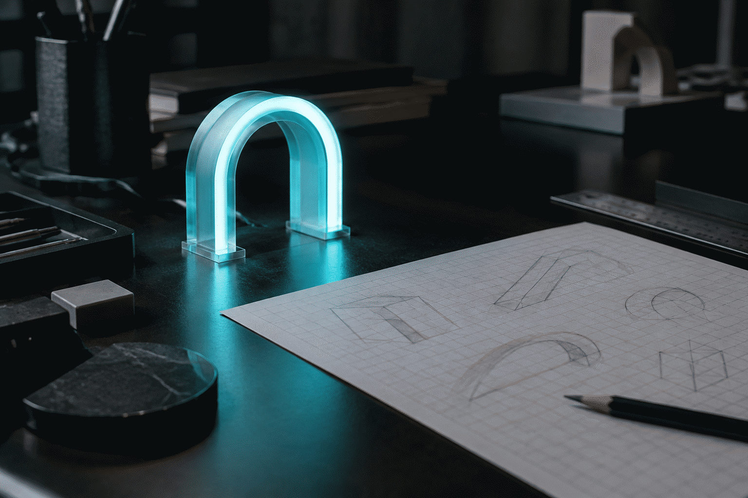 How to Design a Neon Sign — visual for the section “Step 5: The Verification (What the Preview Is For)”: dark scene, glowing neon focal point, shallow depth of field