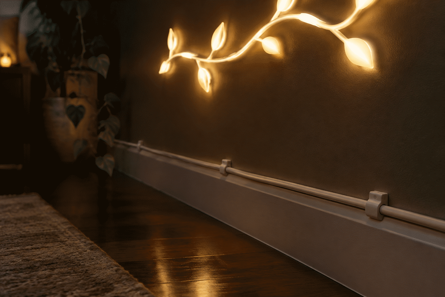 How to Hide Neon Sign Wires — visual for the section “Method 5: In-Wall Fishing (The Permanent Solution)”: dark scene, glowing neon focal point, shallow depth of field