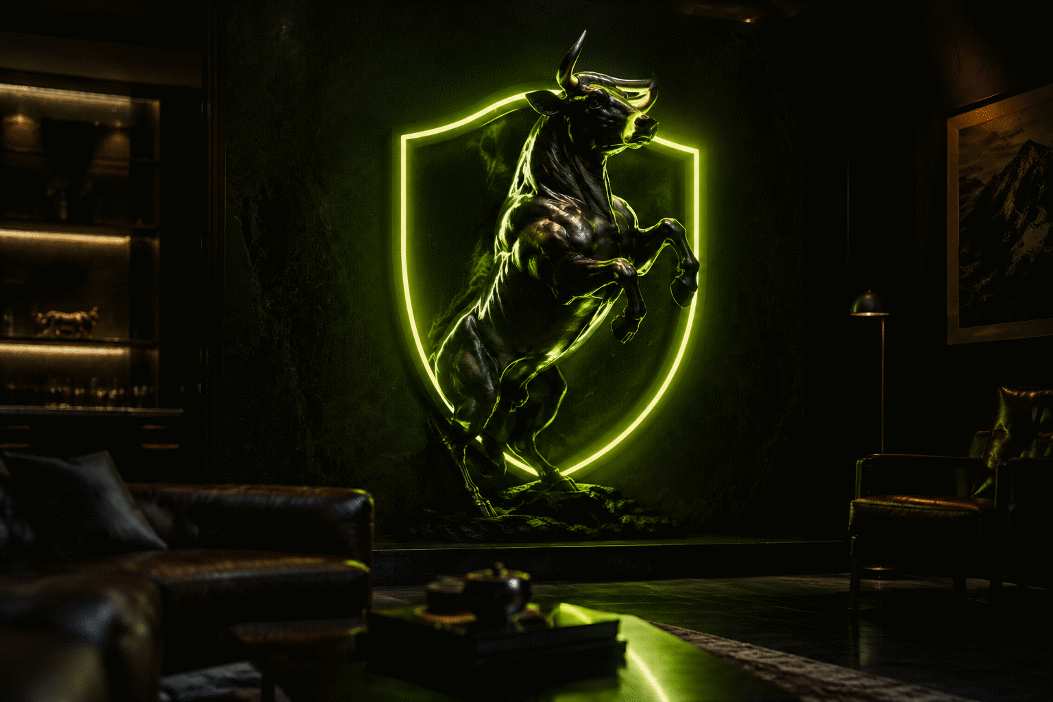 Lamborghini Neon Signs for Garages & Man Caves — visual for the section “The Build: Bull-Wall Playbook”: dark scene, glowing neon focal point, shallow depth of field