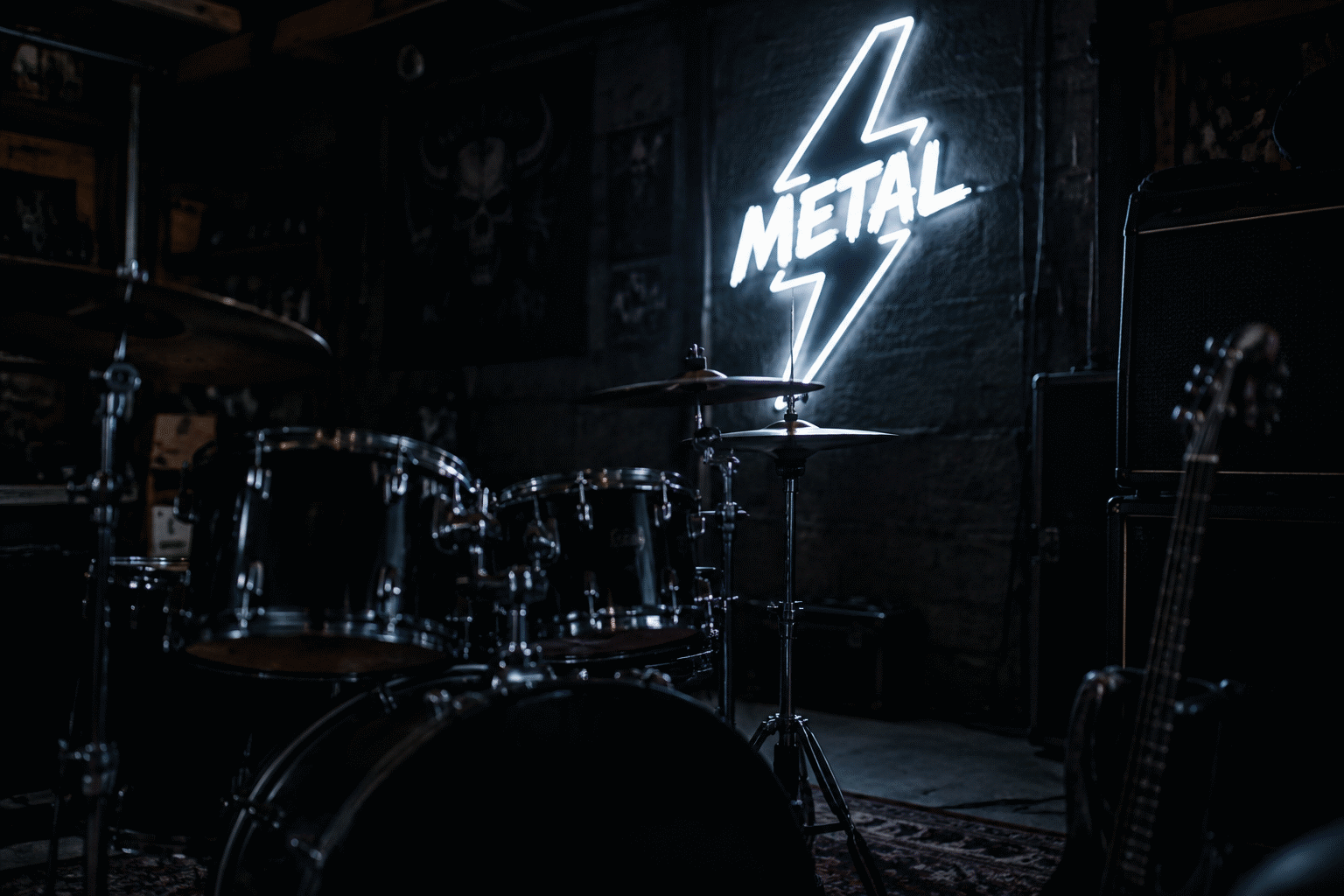 Metallica Neon Sign — visual for the section “The Phrase Tier: The Fan-Styled Route's Workhorse”: dark scene, glowing neon focal point, shallow depth of field