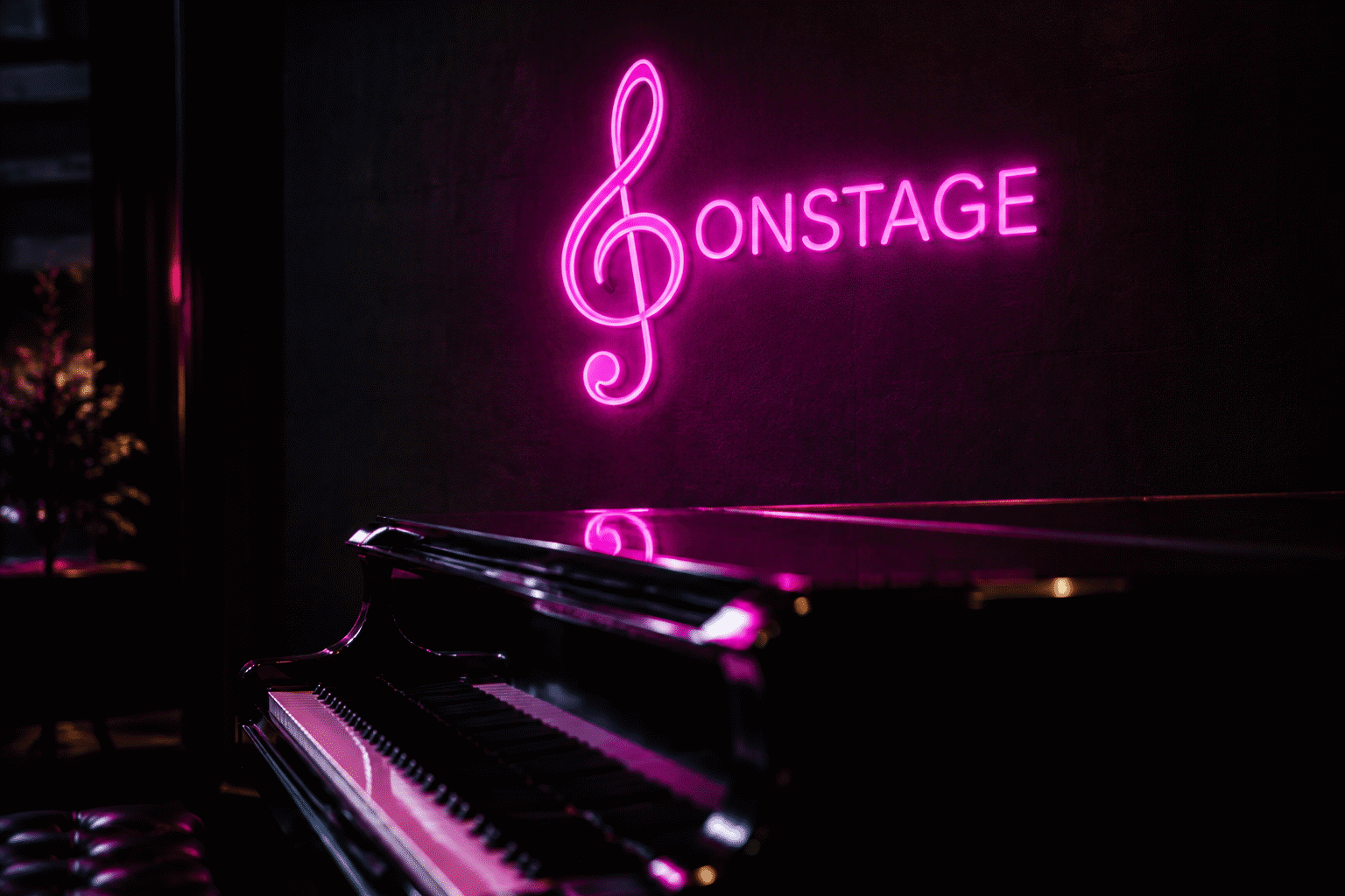 21 Music Neon Sign Ideas for Every Room That Plays — visual for the section “The Band & Artist Tier: Ideas 13–16”: dark scene, glowing neon focal point, shallow depth of field