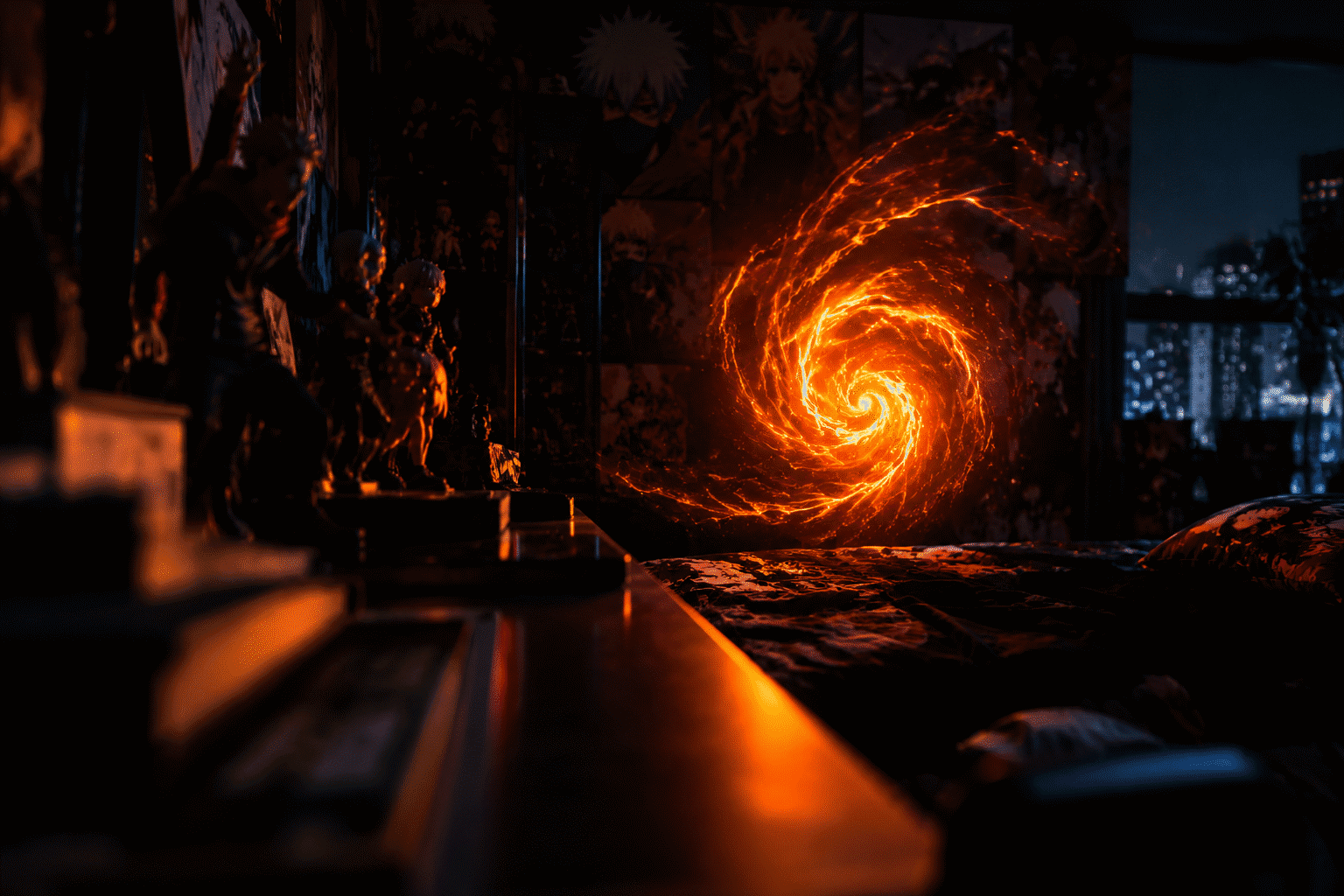 Naruto Neon Sign — visual for the section “The Room Logic”: dark scene, glowing neon focal point, shallow depth of field