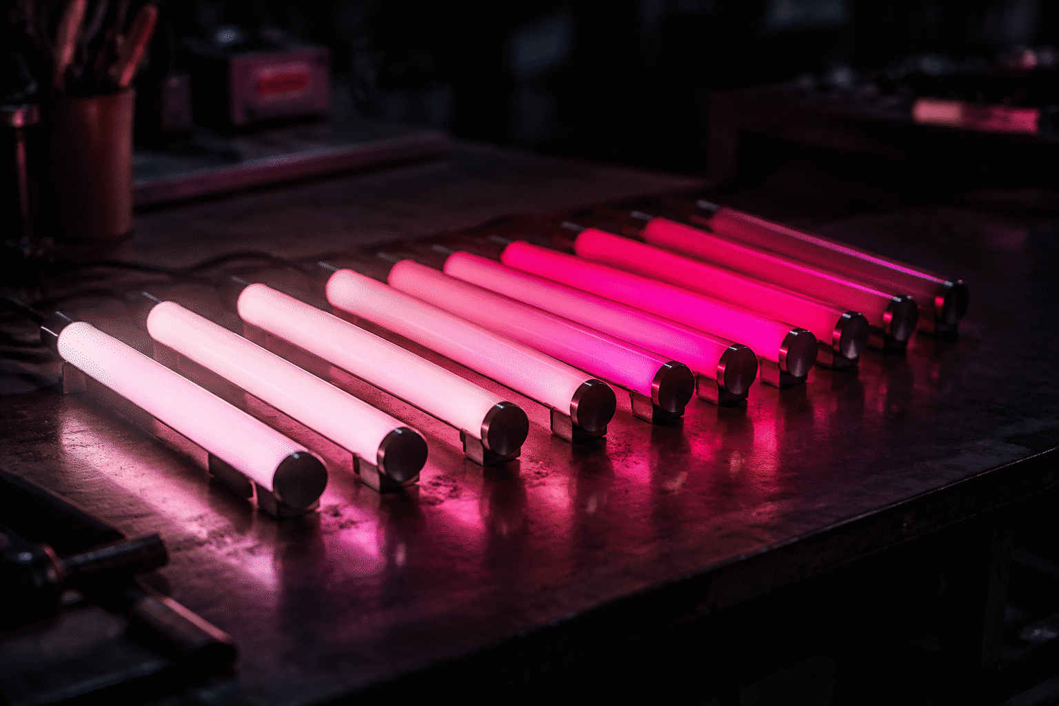 Neon Color Chart — visual for the section “How to Use This Chart (The Three Jobs)”: dark scene, glowing neon focal point, shallow depth of field