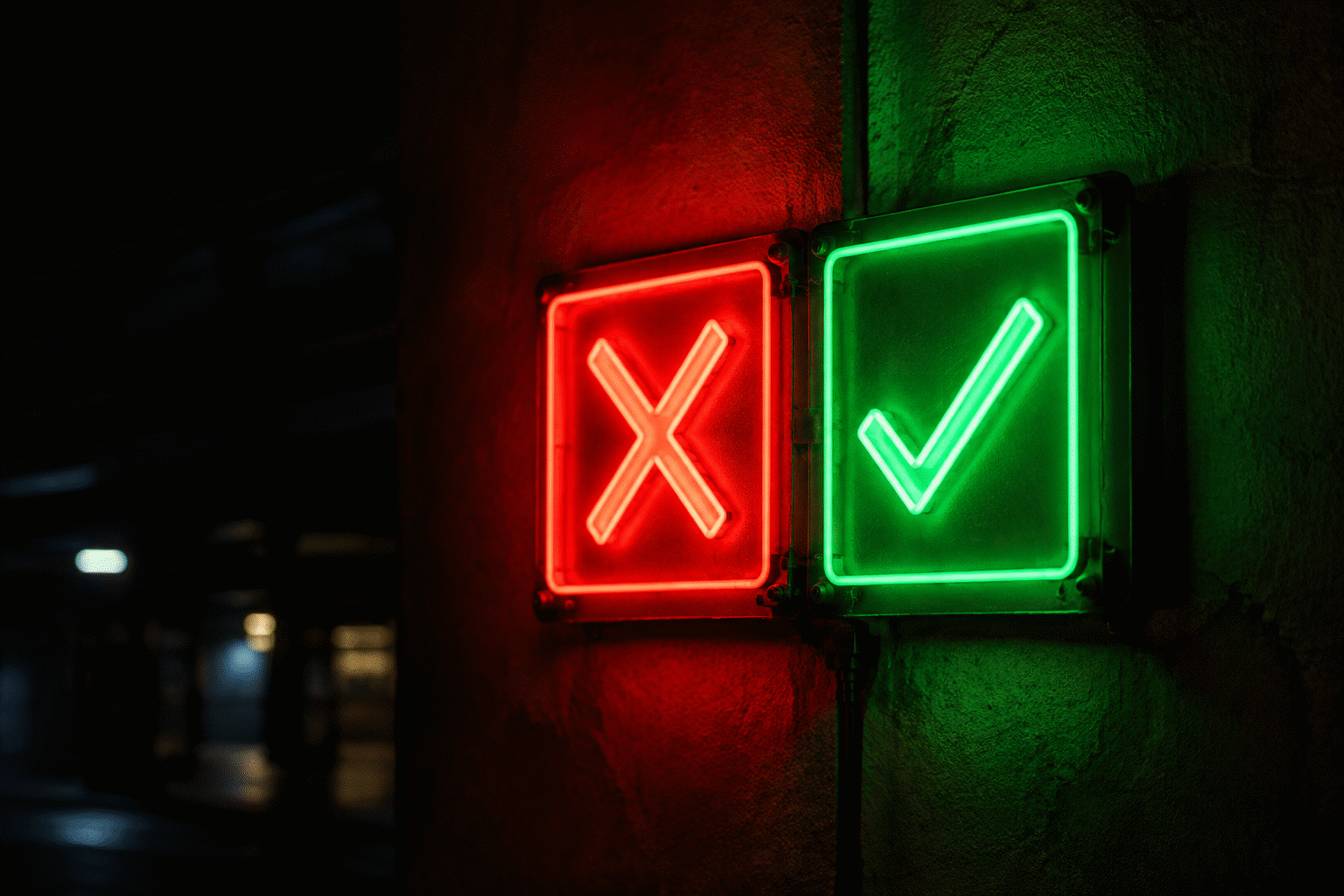 Neon Color Combinations — visual for the section “The Failure Modes (What Breaks Pairs)”: dark scene, glowing neon focal point, shallow depth of field