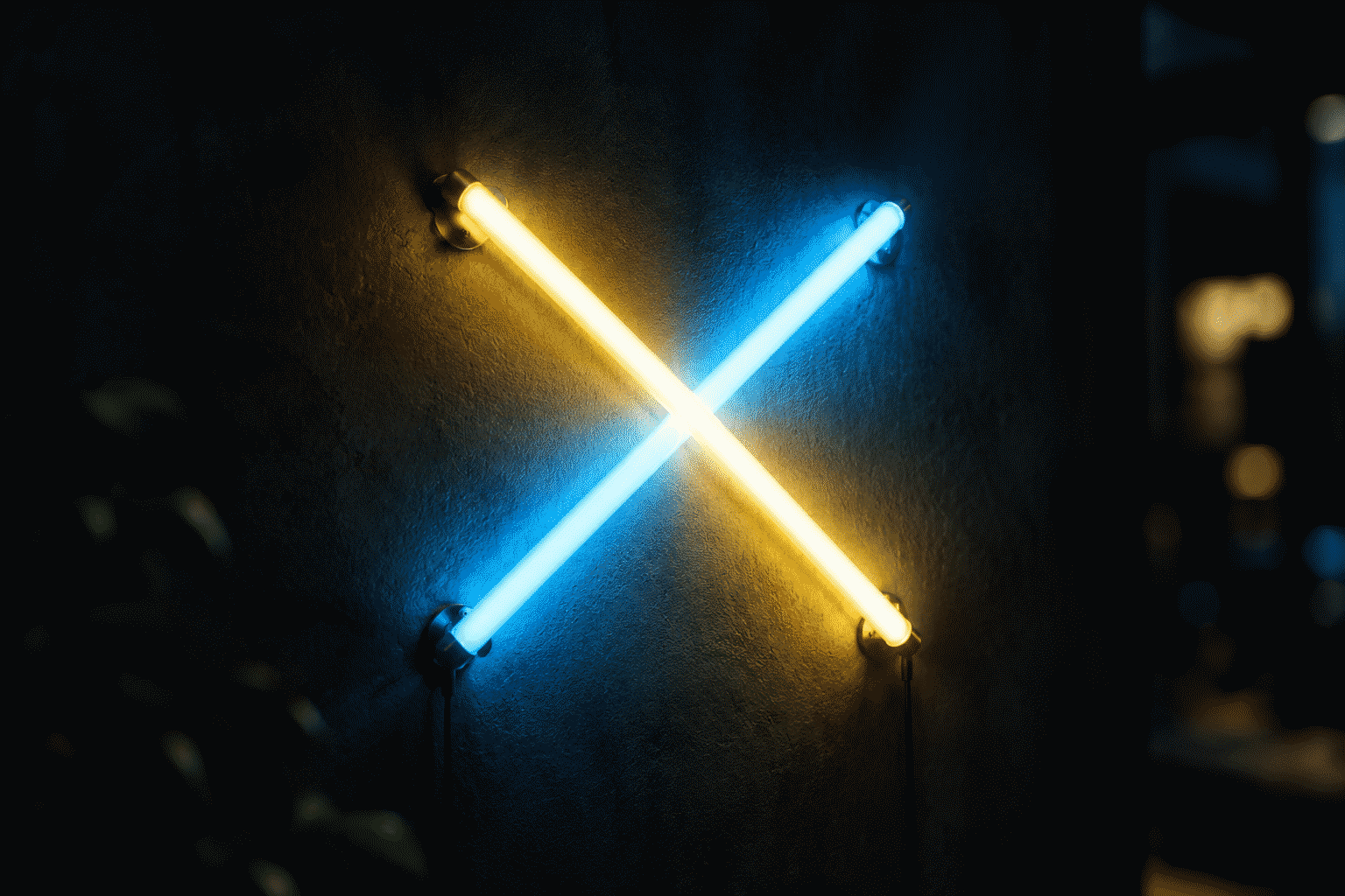 Neon Colors for Zodiac Signs — visual for the section “The Air Signs (Communicative Glows)”: dark scene, glowing neon focal point, shallow depth of field