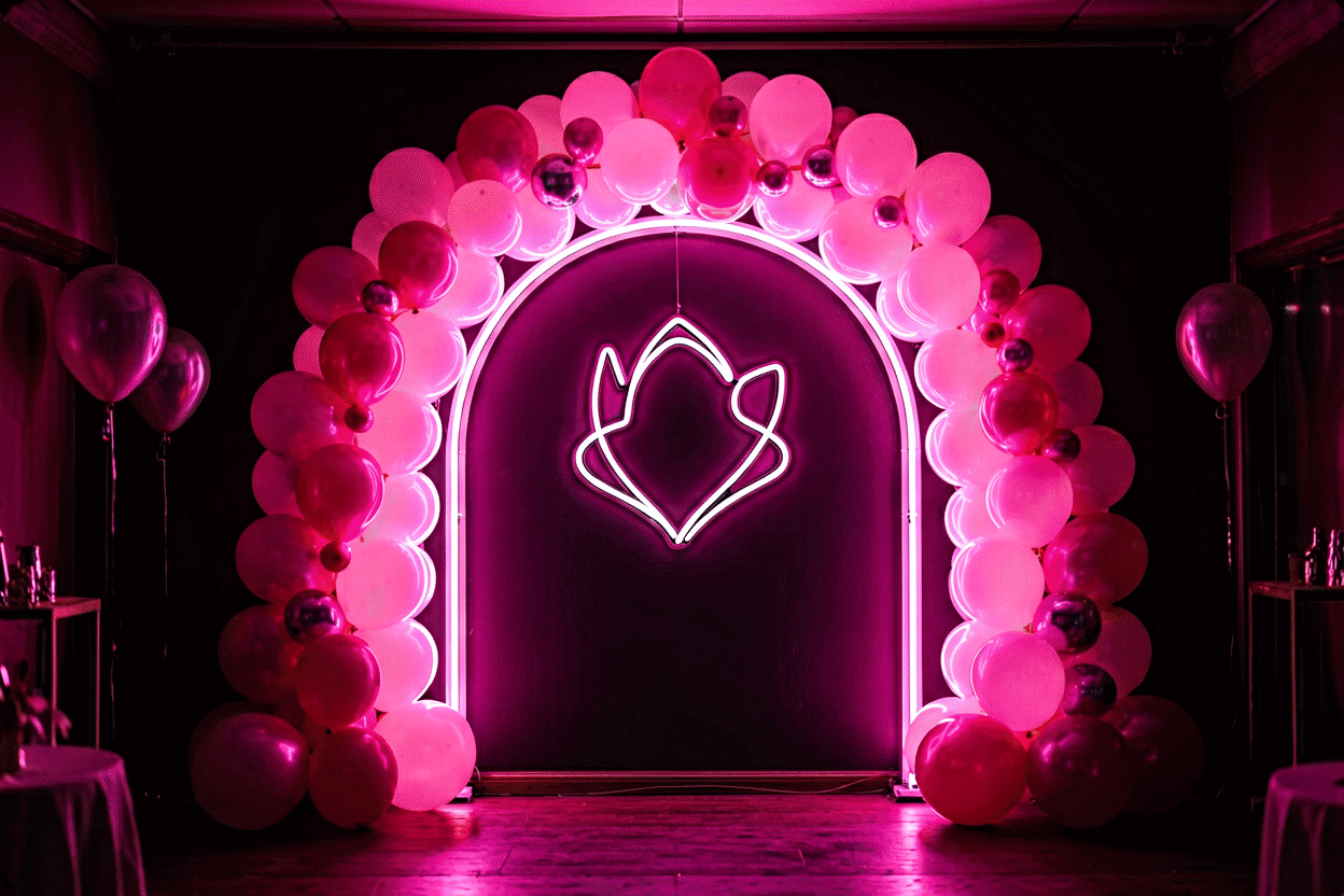 Neon Day — visual for the section “How to Celebrate It Well”: dark scene, glowing neon focal point, shallow depth of field