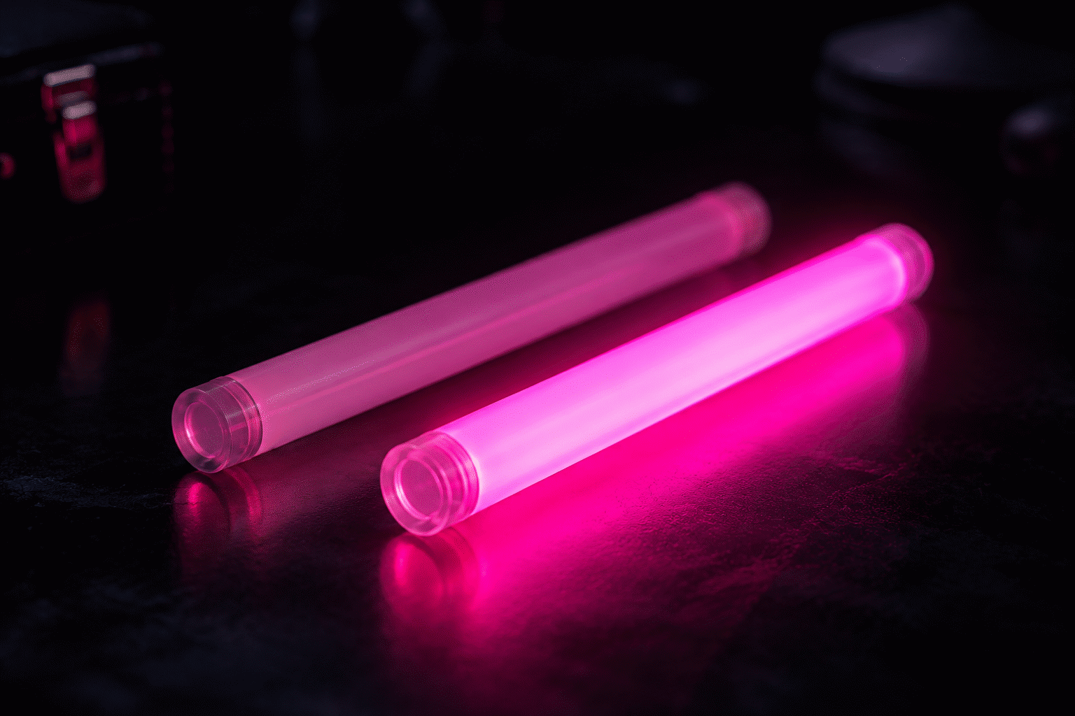 Neon Glow Colors — visual for the section “Why Two "Same Color" Signs Glow Differently”: dark scene, glowing neon focal point, shallow depth of field