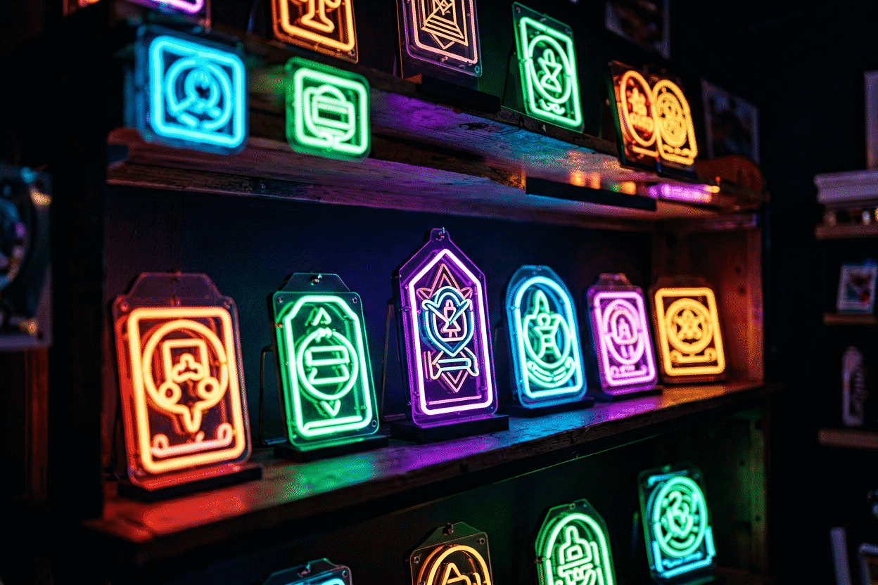 Neon Sign Collecting — visual for the section “Step Three: Buy Through the Right Channels”: dark scene, glowing neon focal point, shallow depth of field