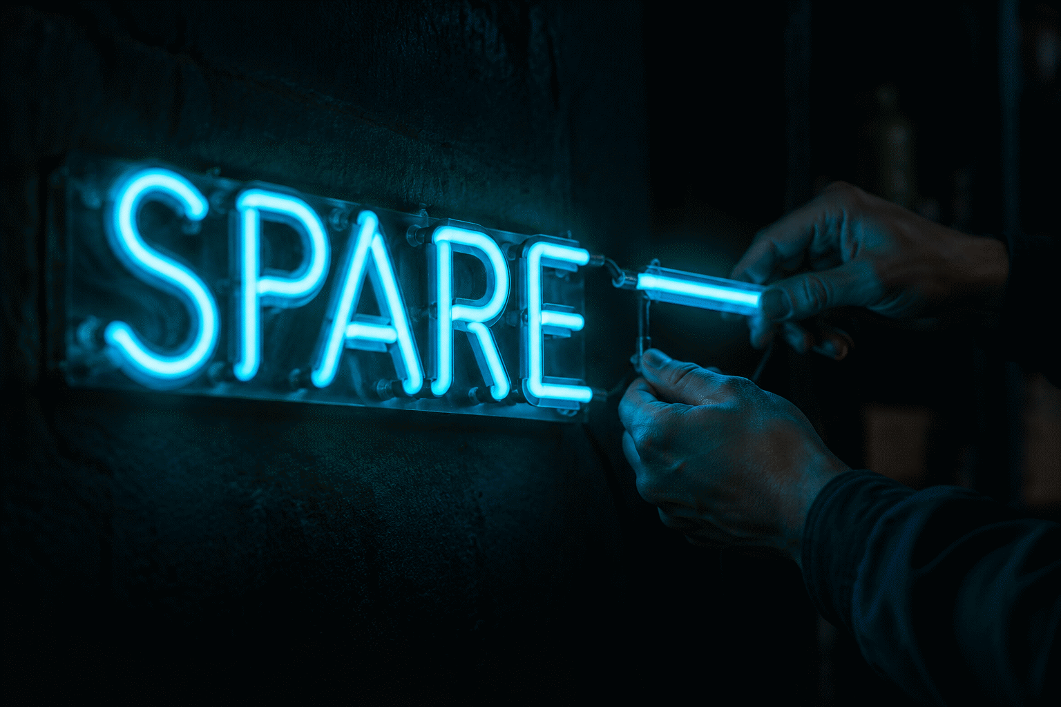 Neon Sign Components — visual for the section “Upgrading and Extending: The Modding Ground”: dark scene, glowing neon focal point, shallow depth of field