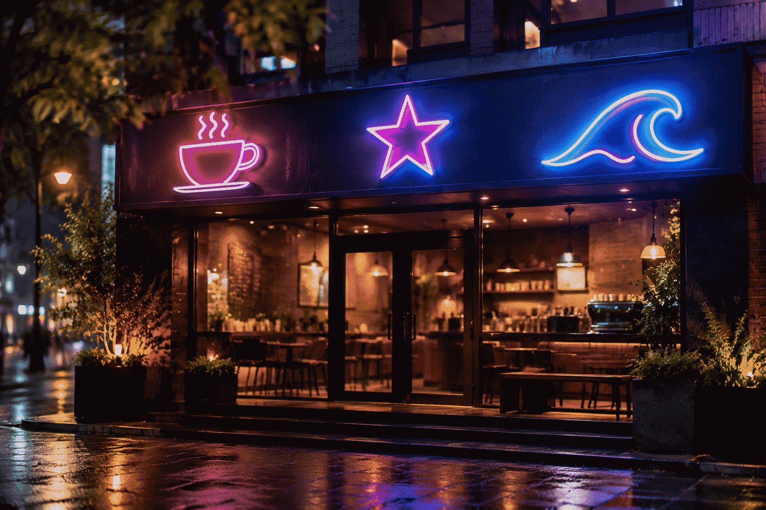 Neon Sign Installation Guide — visual for the section “Commercial Installs (Stores & Venues)”: dark scene, glowing neon focal point, shallow depth of field