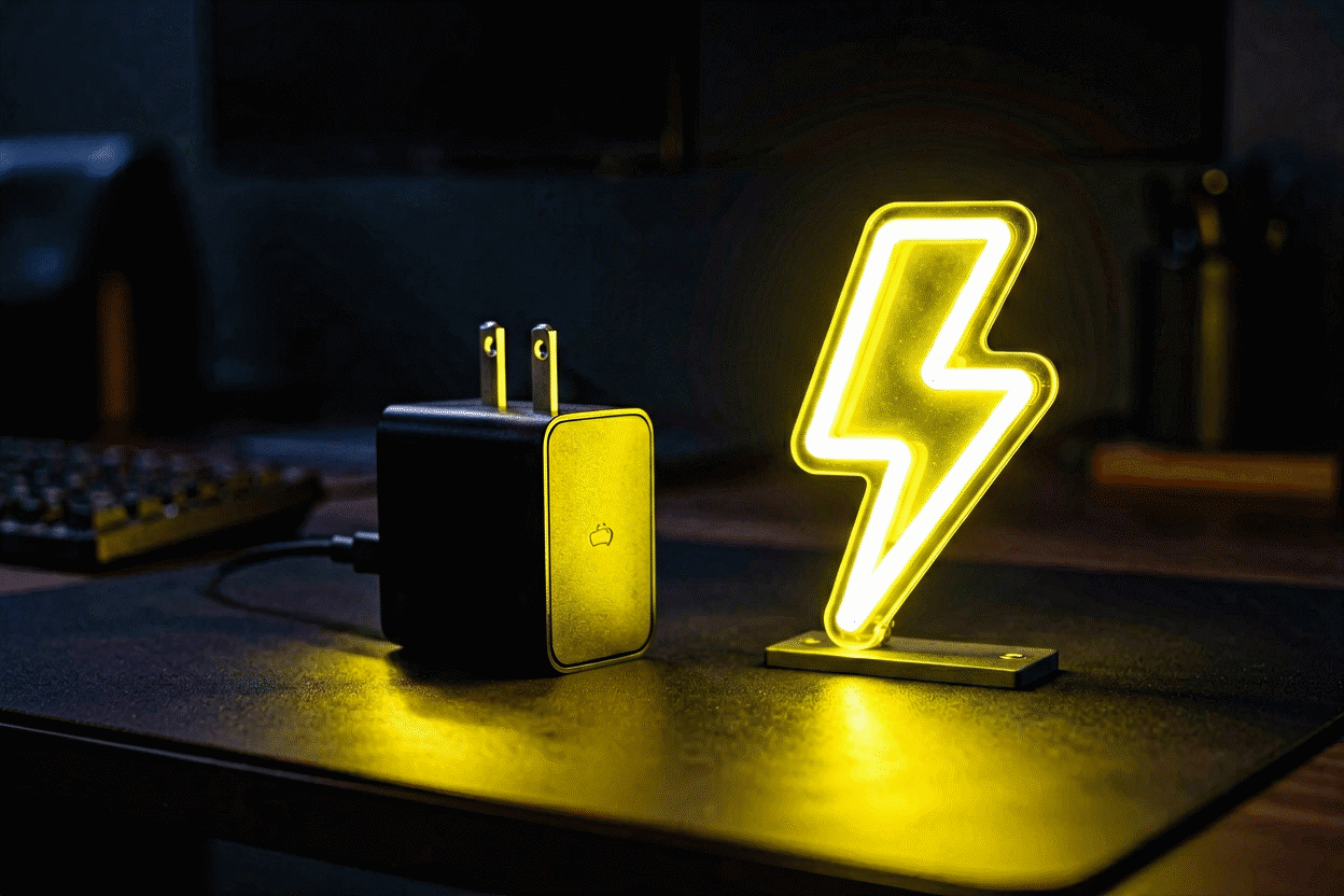 Neon Sign Power Supplies — visual for the section “How Much Power Signs Actually Draw”: dark scene, glowing neon focal point, shallow depth of field