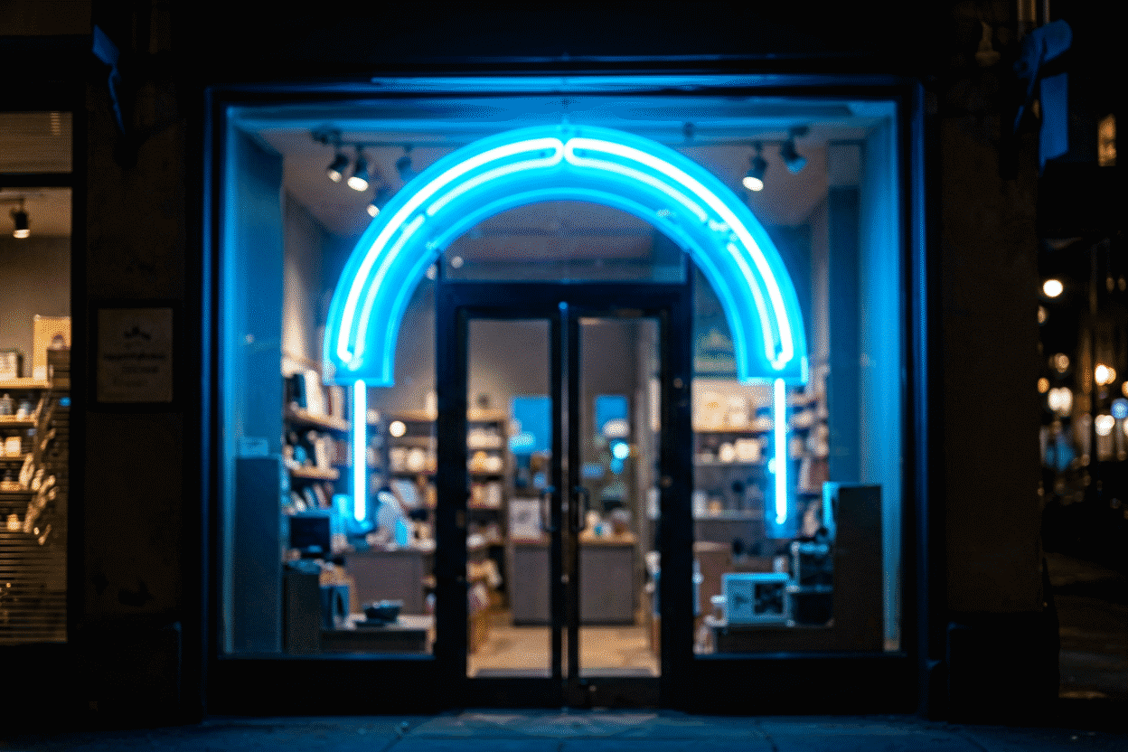 Neon Sign Repair Cost — visual for the section “Finding Repair Service (When You Need Hands)”: dark scene, glowing neon focal point, shallow depth of field