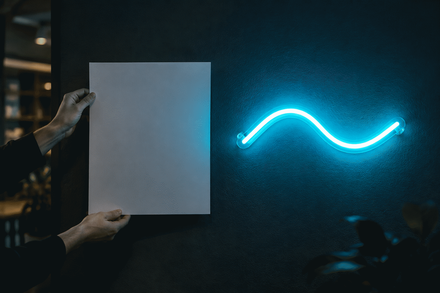 Neon Sign Size Guide — visual for the section “The Standard Size Bands”: dark scene, glowing neon focal point, shallow depth of field