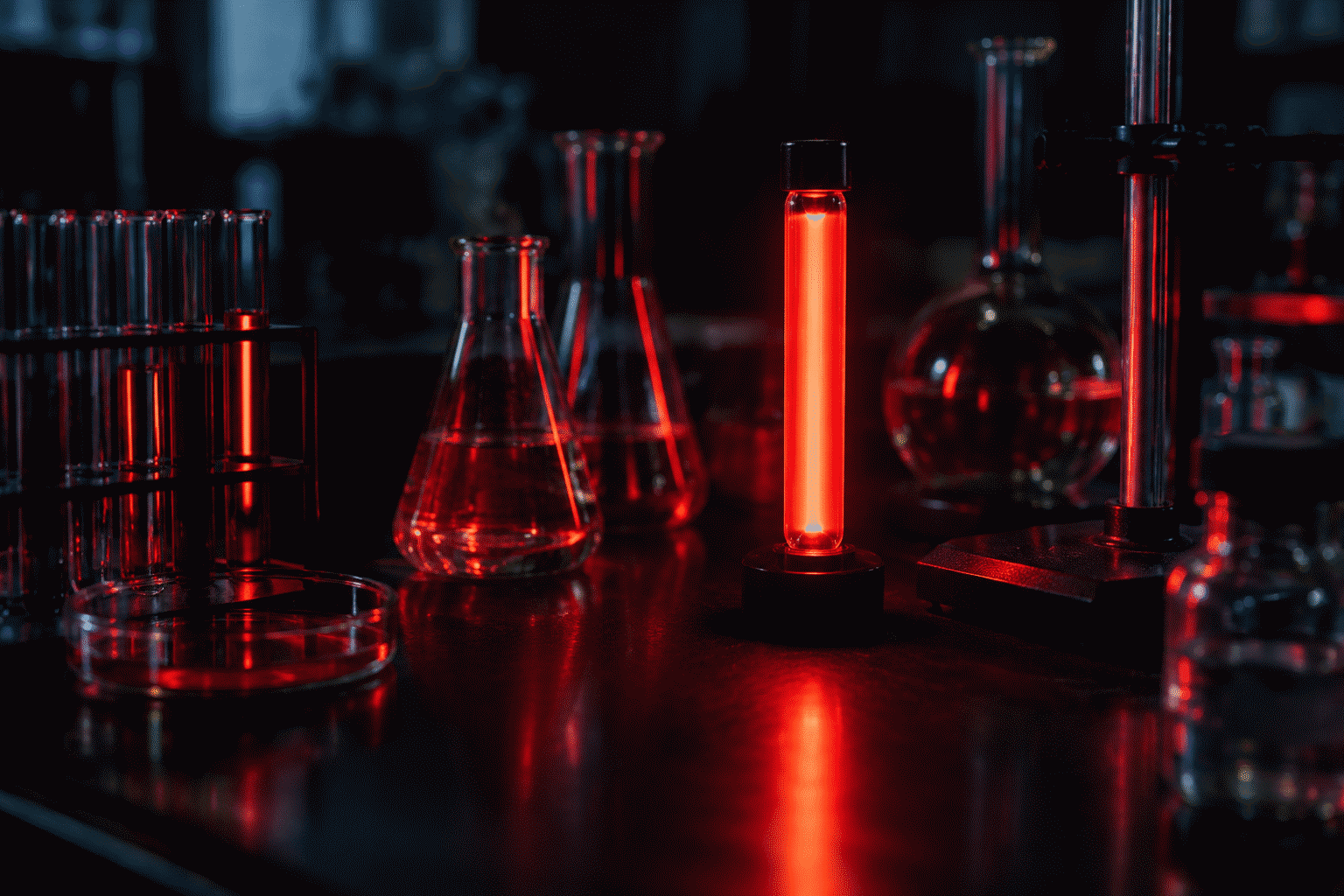 Neon the Element — visual for the section “Isotopes and the Odd Fact”: dark scene, glowing neon focal point, shallow depth of field