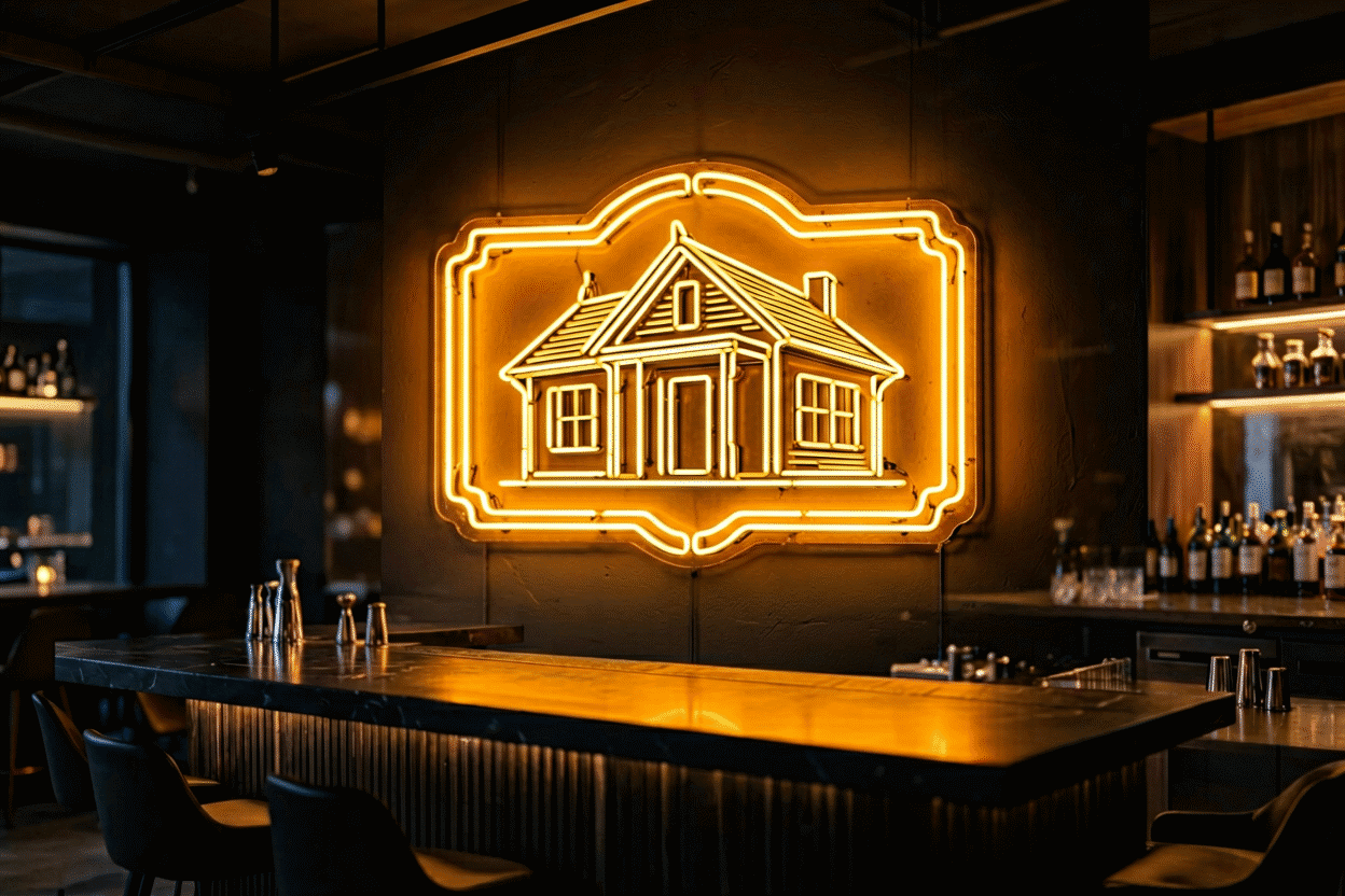 Vintage Neon Signs — visual for the section “Track Two: The Honest Retro Look (New Build)”: dark scene, glowing neon focal point, shallow depth of field