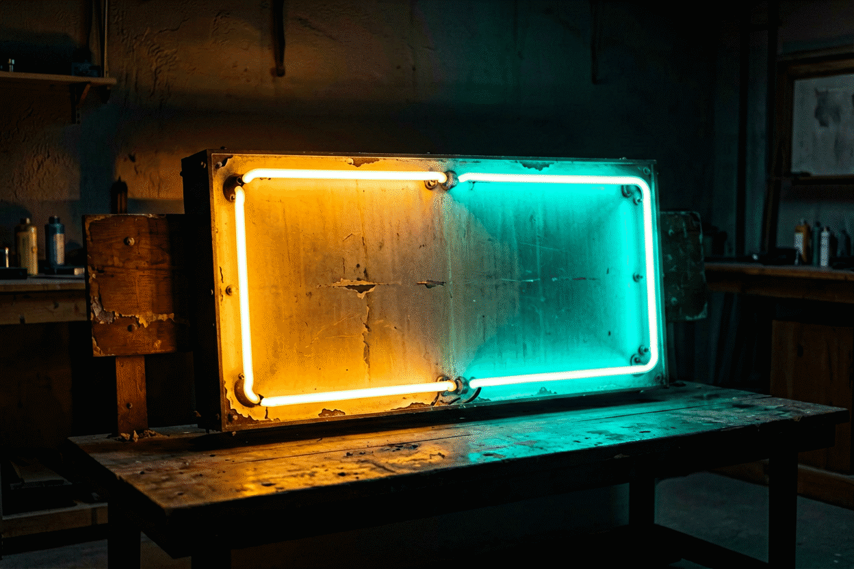 Vintage Neon Signs — visual for the section “Restoring: The Middle Path”: dark scene, glowing neon focal point, shallow depth of field