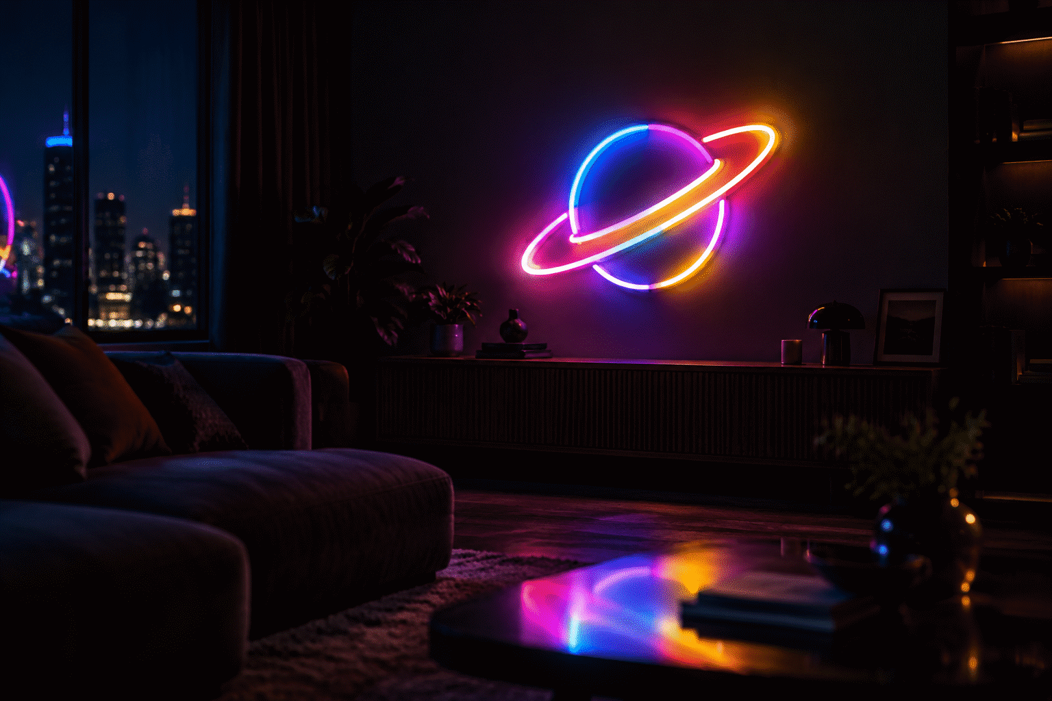 What Are Neon Colors — visual for the section “How to Use Neon Colors at Home”: dark scene, glowing neon focal point, shallow depth of field