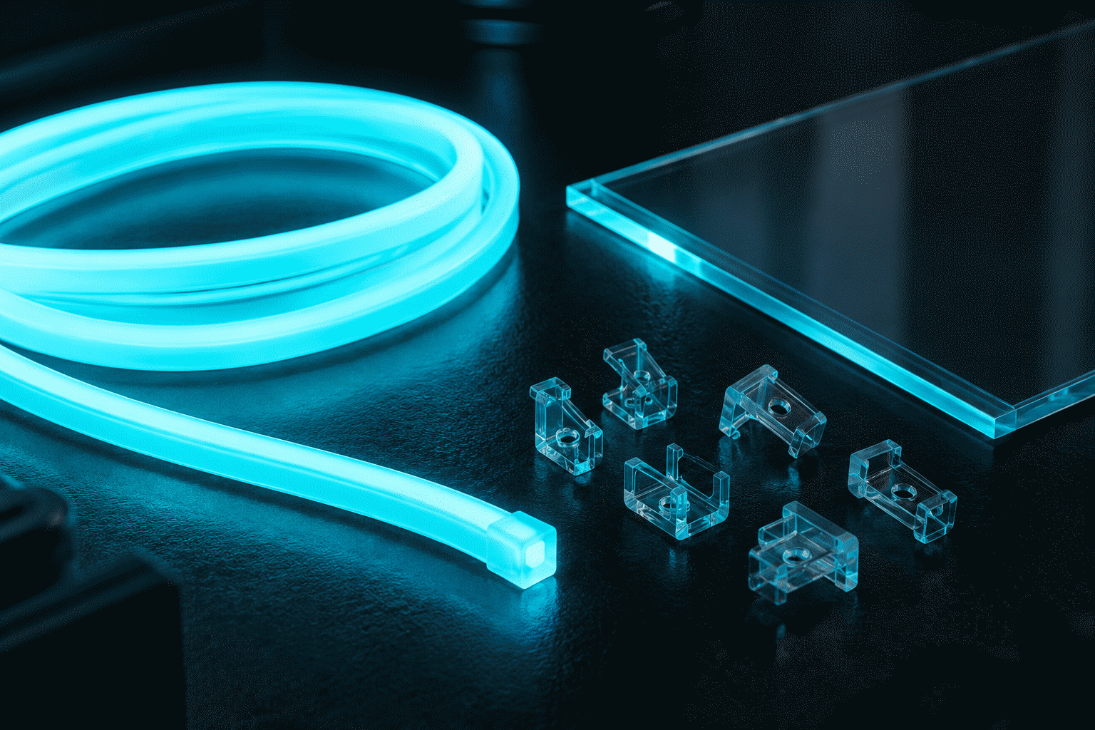 What Is a Neon Sign Made Of — visual for the section “What the Two Lists Tell You at a Glance”: dark scene, glowing neon focal point, shallow depth of field