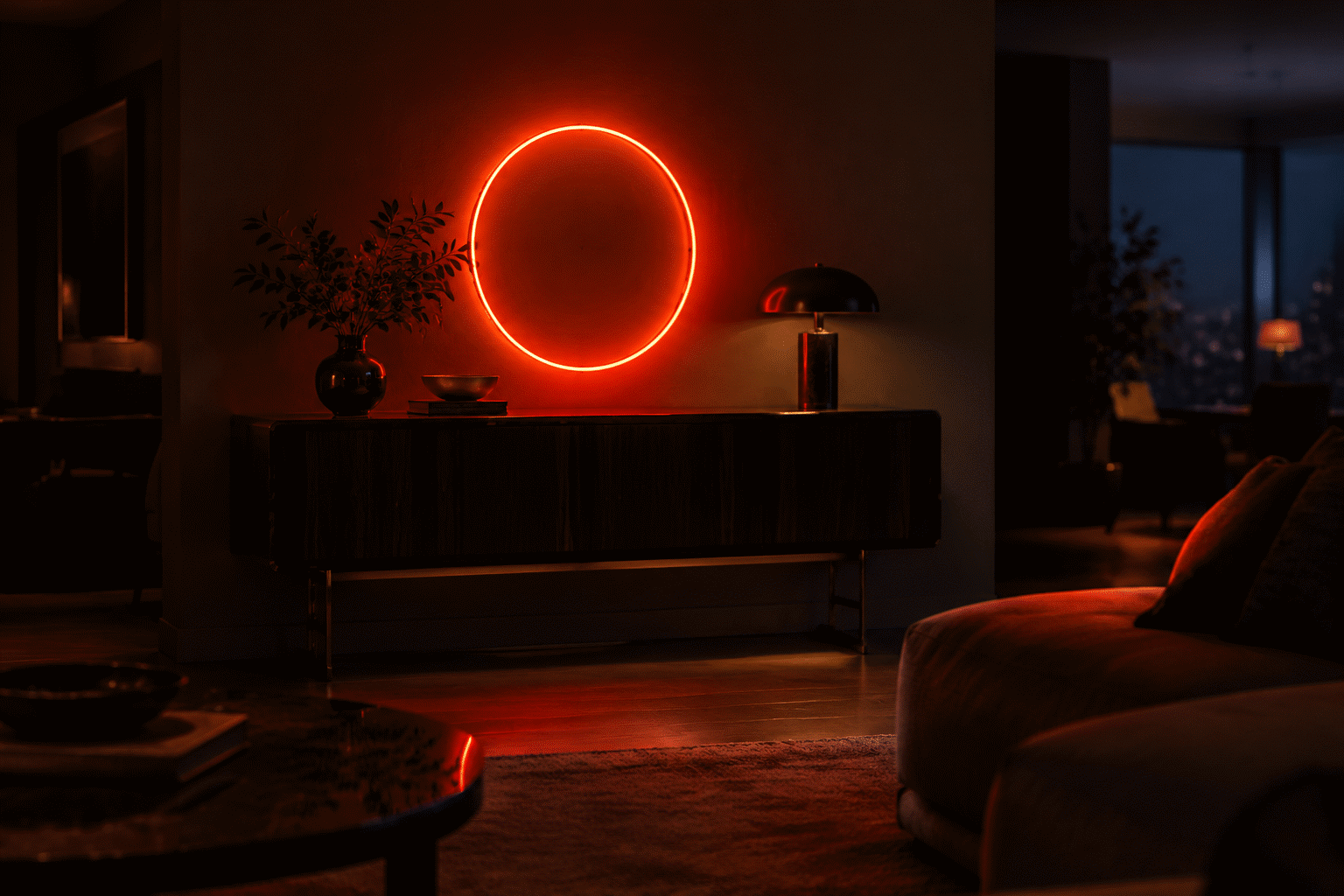 Where Does Neon Come From — visual for the section “And Today, Mostly, the Look Continues Without the Gas”: dark scene, glowing neon focal point, shallow depth of field