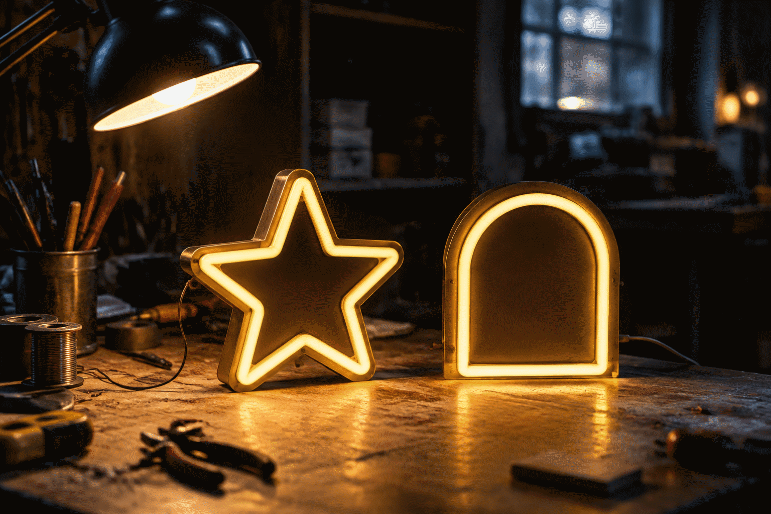 Where to Buy Neon Signs — visual for the section “Channel 3: Etsy and Small Studios”: dark scene, glowing neon focal point, shallow depth of field