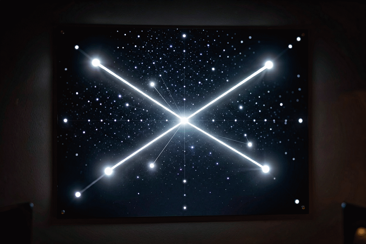 17 Zodiac Neon Sign Ideas for All 12 Signs — visual for the section “The Gifting & Space Tier: Ideas 15–17”: dark scene, glowing neon focal point, shallow depth of field