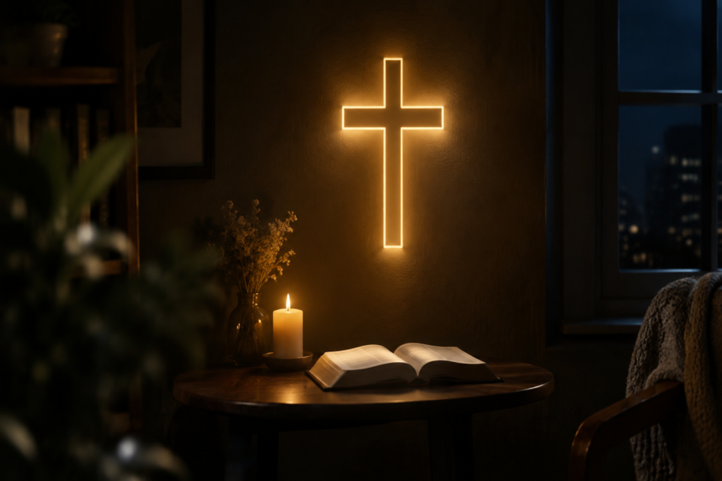 cross and jesus neon sign - custom neon sign featured image