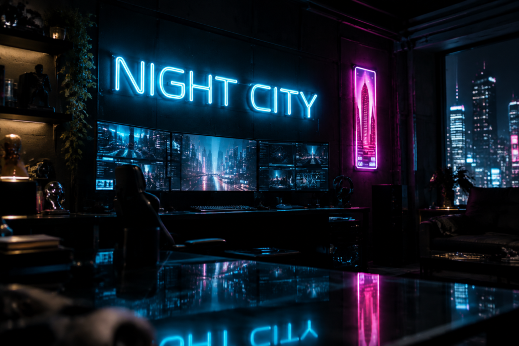 cyberpunk room decor - custom neon sign featured image