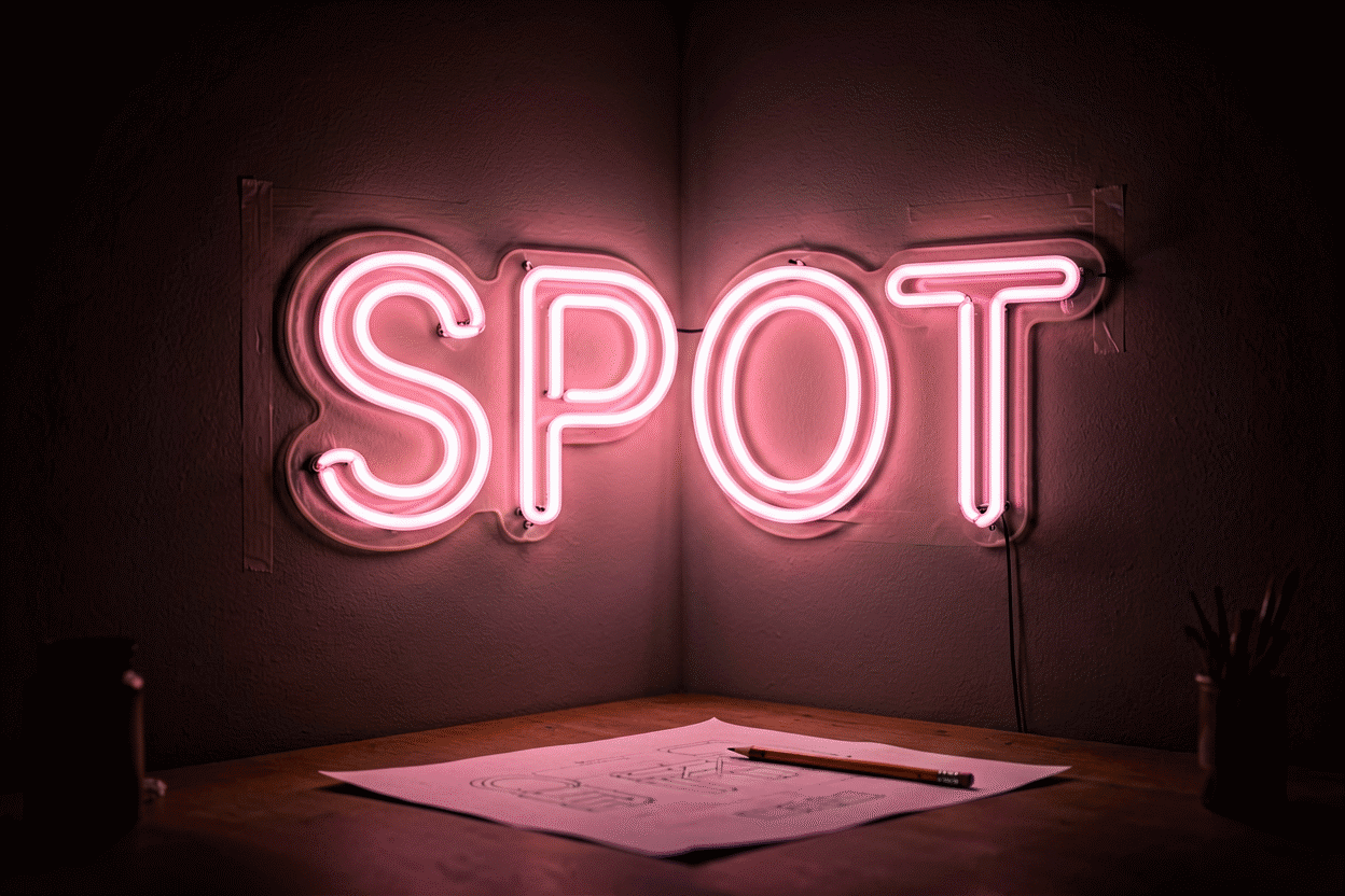 Neon sign wall placement guide - mapping art across a full wall